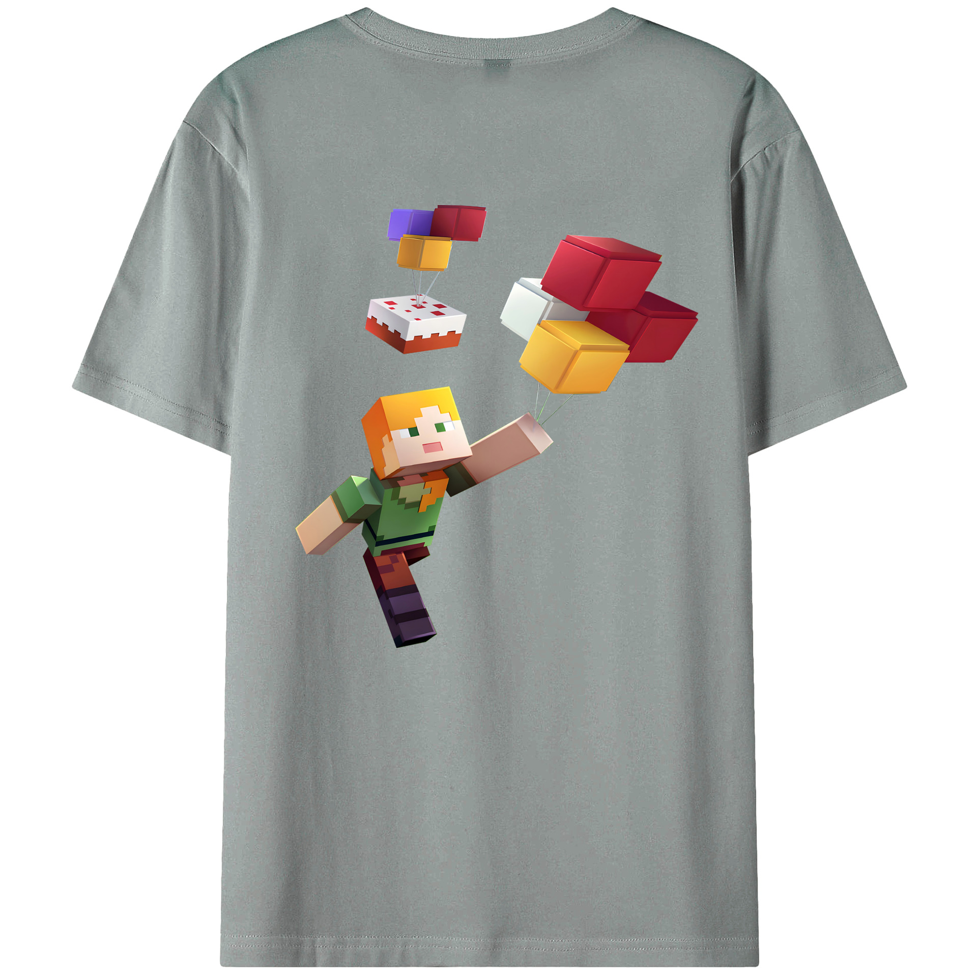 （画像用） マインクラフト ブロックの世界 Minecraft MC Block world 綿100％ メンズ半袖Tシャツ（バックプリント） 通気性